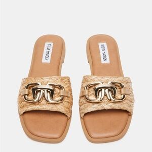 Steve Madden Gold and Tan Woven Sandals